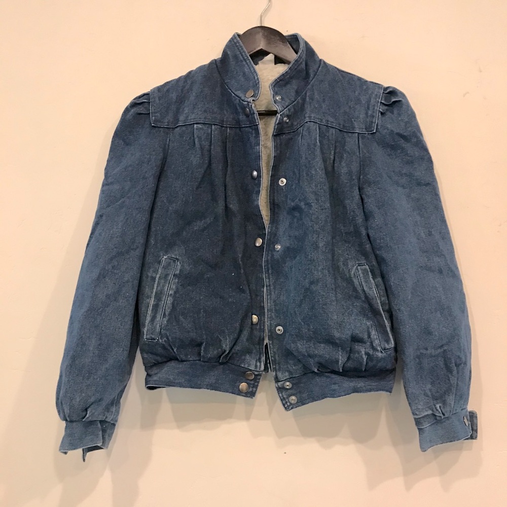 Vintage denim and faux shearling jacket, small